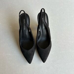 *NWOT* Marc Fisher Black Suede Sling Back Heels | Pointed Toe | Size 8.5